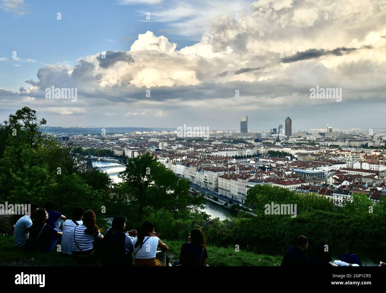 People looking at Lyon view Stock Photo - Alamy
