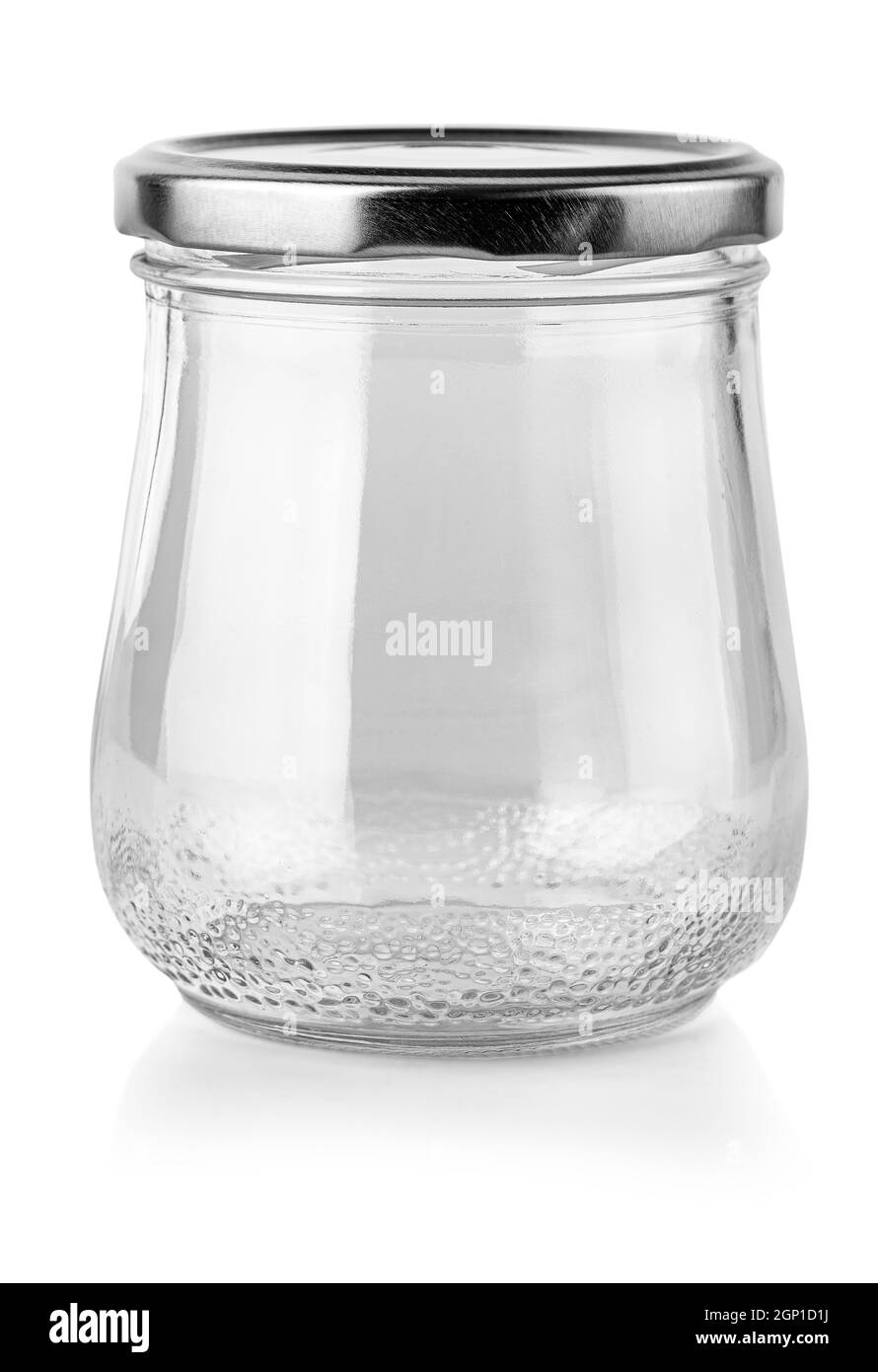 The Empty Glass Jar with Metal Lid Isolated on White Background Stock