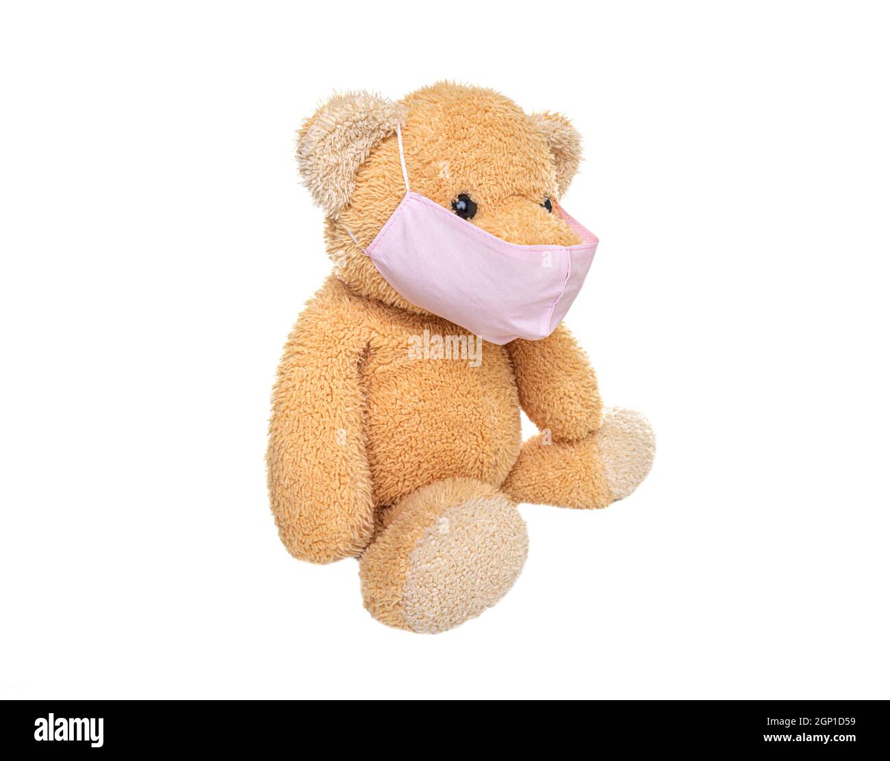 Teddy bear in a medical mask. Stock Photo