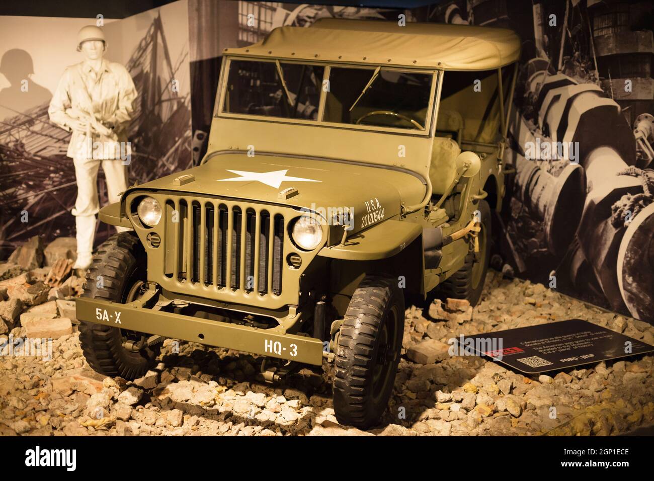 Torino, Italy - August 13, 2021: 1941 Ford Jeep showcased at the National Automobile Museum (MAUTO) in Torino, Italy. Stock Photo