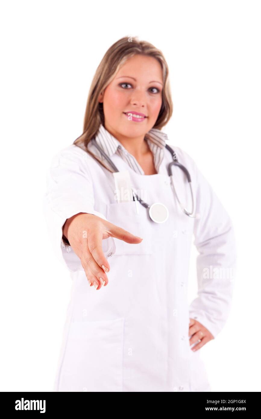Young doctor offering handshake Stock Photo