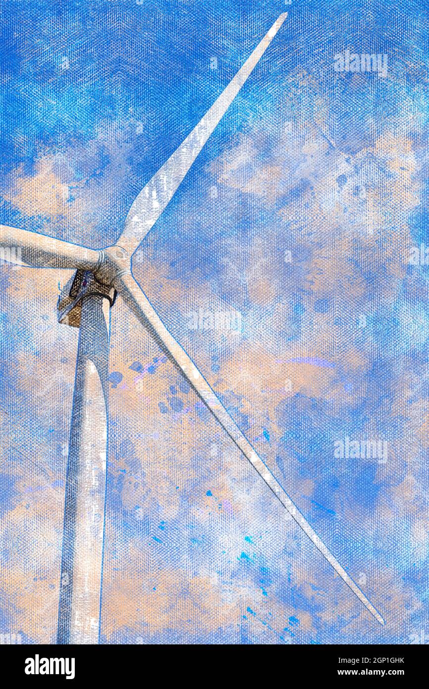 Wind turbine against a blue sky. Renewable energy Stock Photo - Alamy