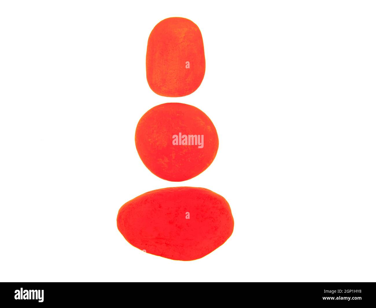 Three Orange coloured stones isolated on a white background Stock Photo