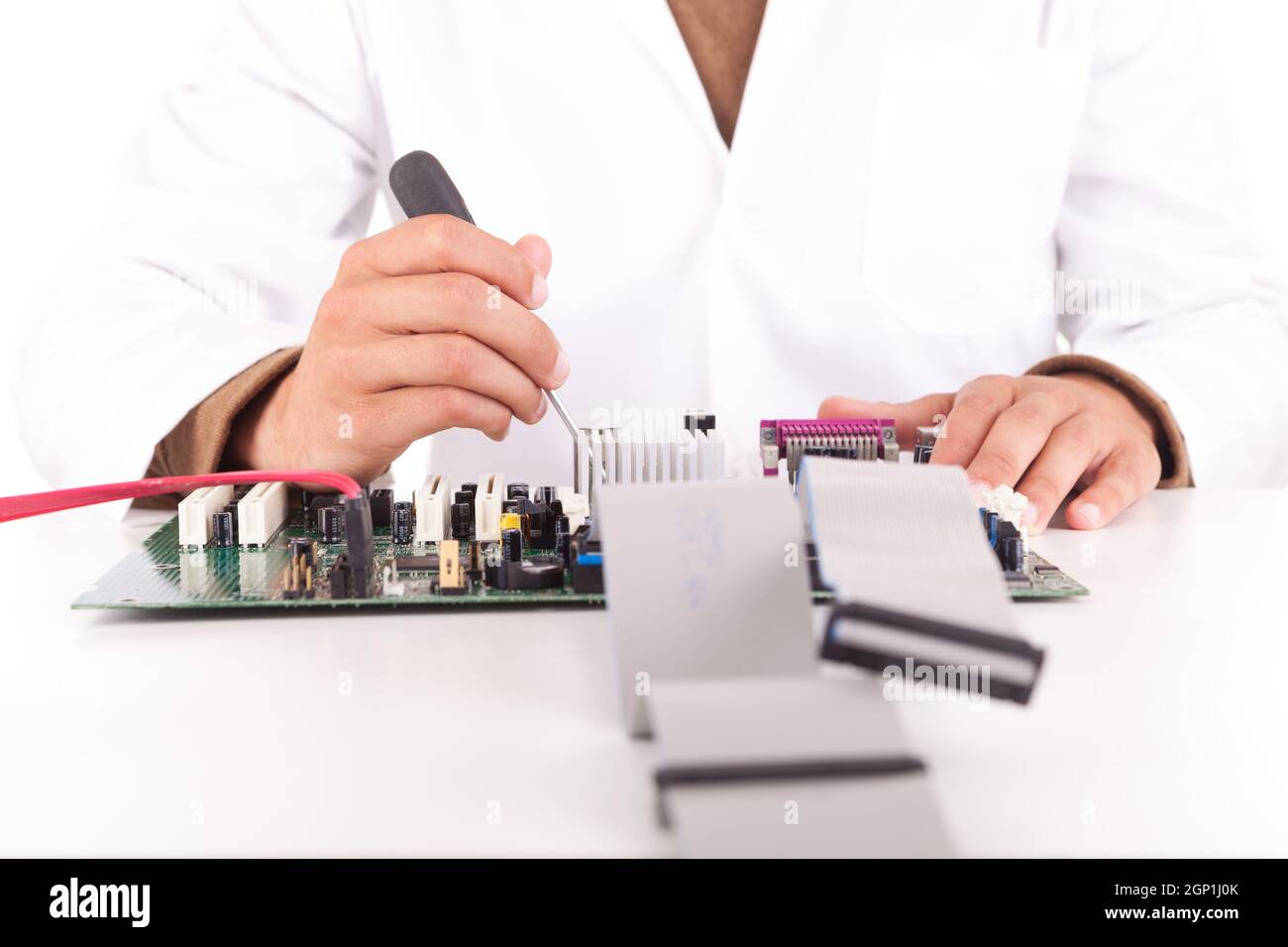 Happy and successful young computer engineer Stock Photo