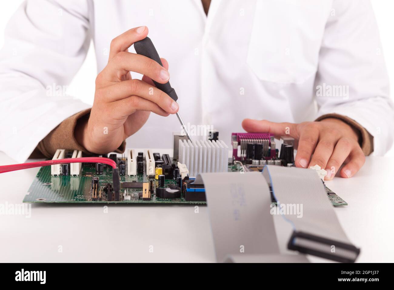 Happy and successful young computer engineer Stock Photo