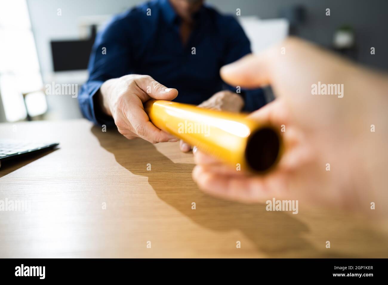 Relay Baton Handover. Business Man Passing Baton Stock Photo Alamy