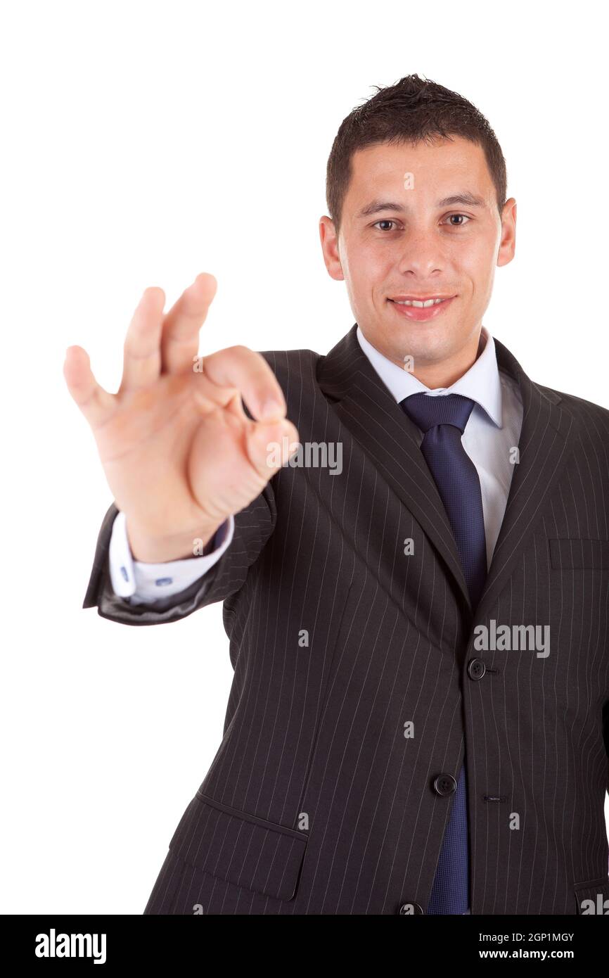 Young Business man signaling ok Stock Photo - Alamy