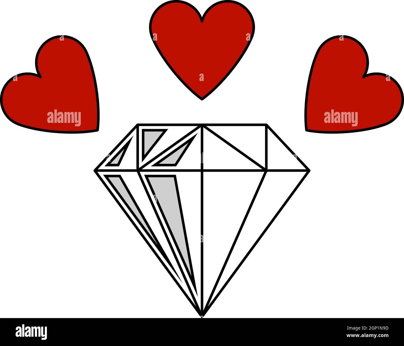 Diamond With Hearts Icon Stock Vector