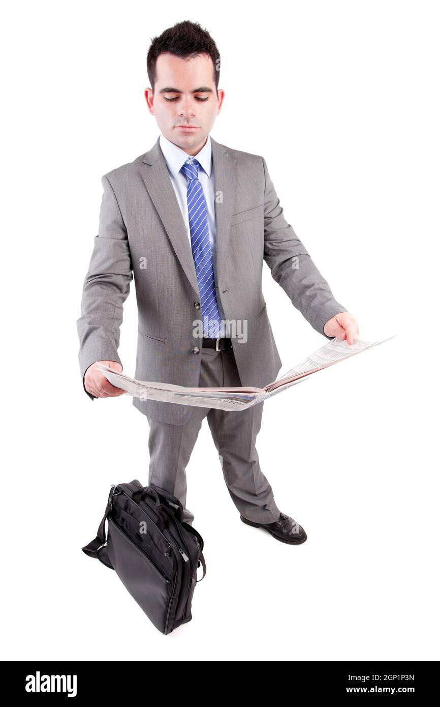 Young business man posing, isolated over white Stock Photo