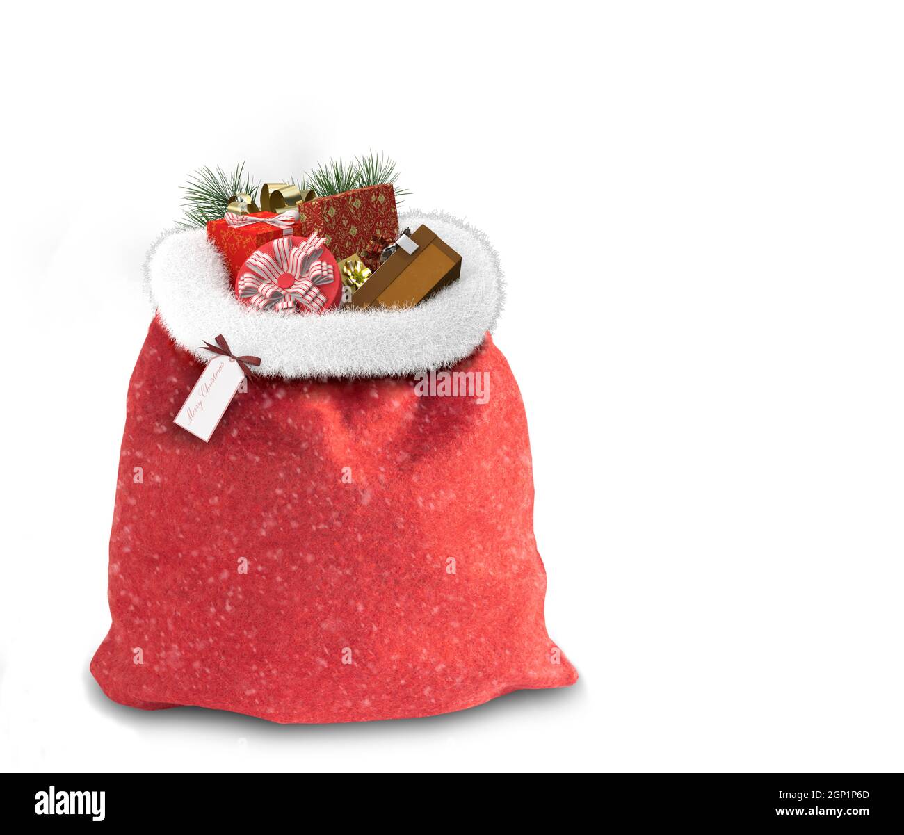 Santa Claus bag with gifts on a white background Stock Photo - Alamy