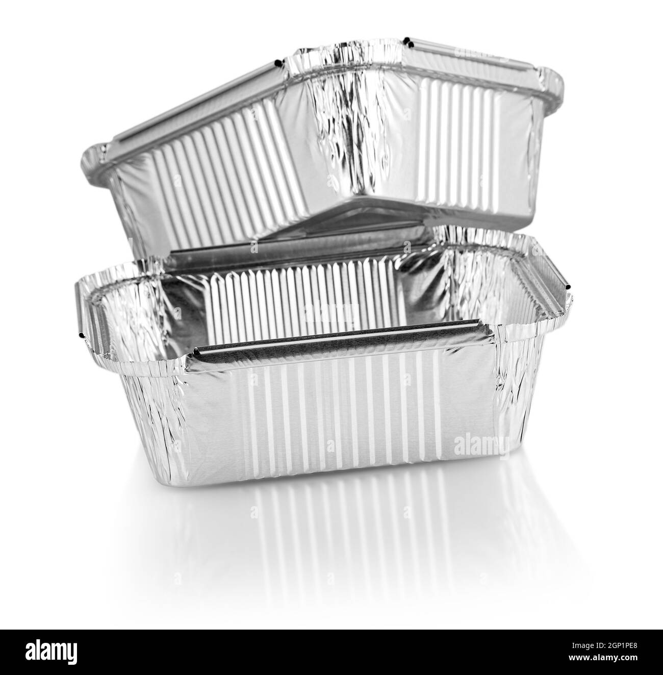 square aluminium foil baking cups on white background Stock Photo Alamy