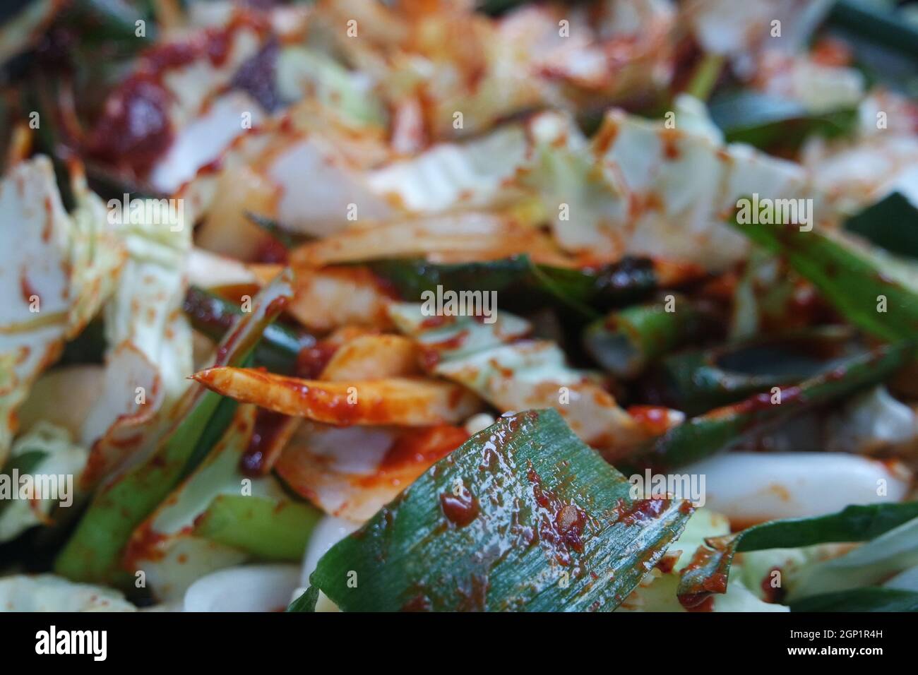 Dak galbi, traditional Korean food preparation. Fried chicken with