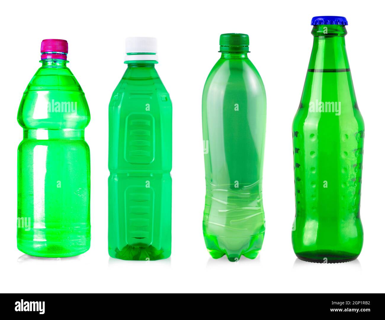 green water bottle with white cap isolated on white background Stock ...