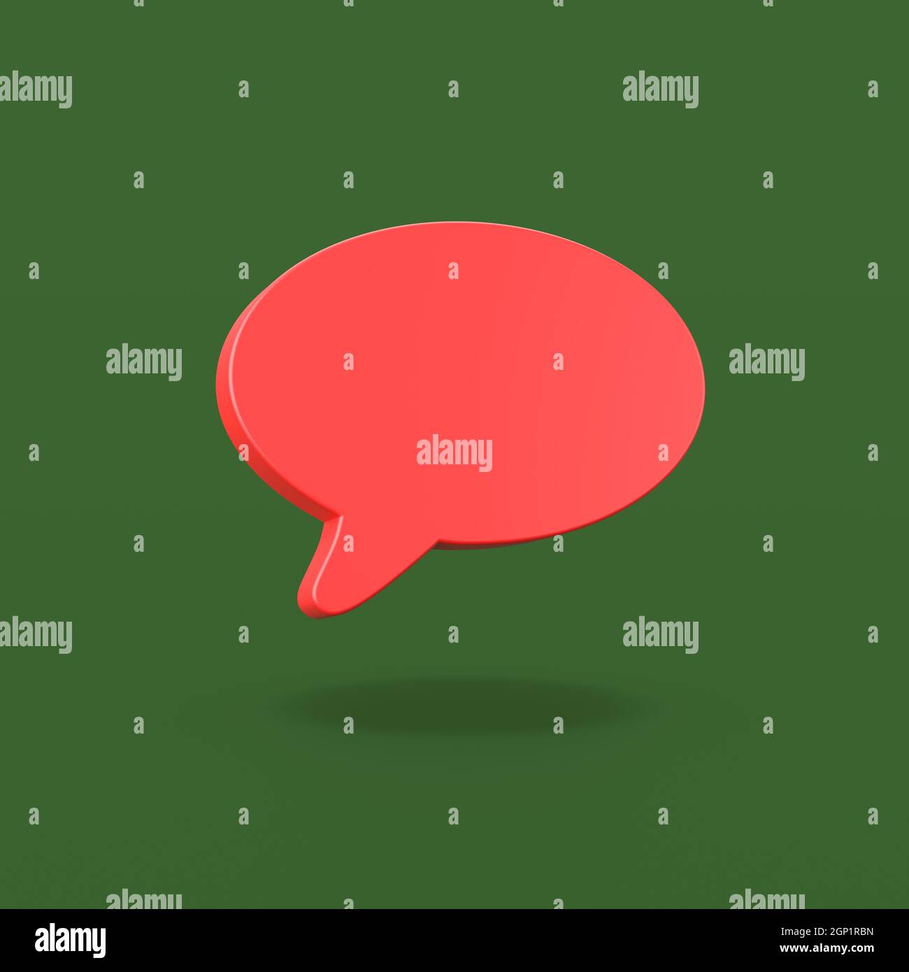 One Comic Red Speech Bubble Shape on Flat Green Background with Shadow ...