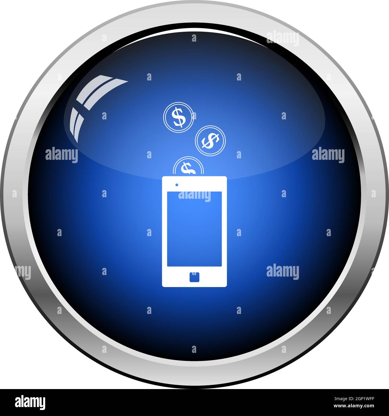 Golden Coins Fall In Smartphone Icon Stock Vector