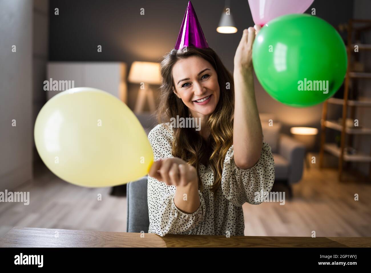 Virtual Online Birthday Party Video Conference Chat Stock Photo Alamy