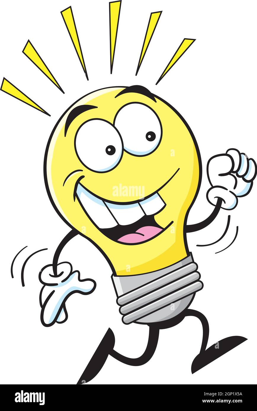 Cartoon illustration of a light bulb running Stock Vector Image & Art