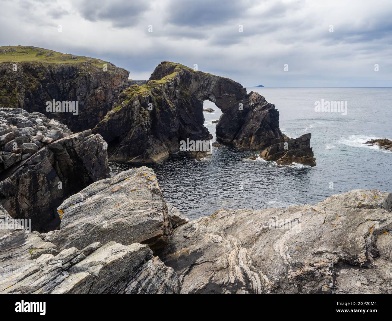 The Stac A Phris is a rugged natural rock arch on the West Coast