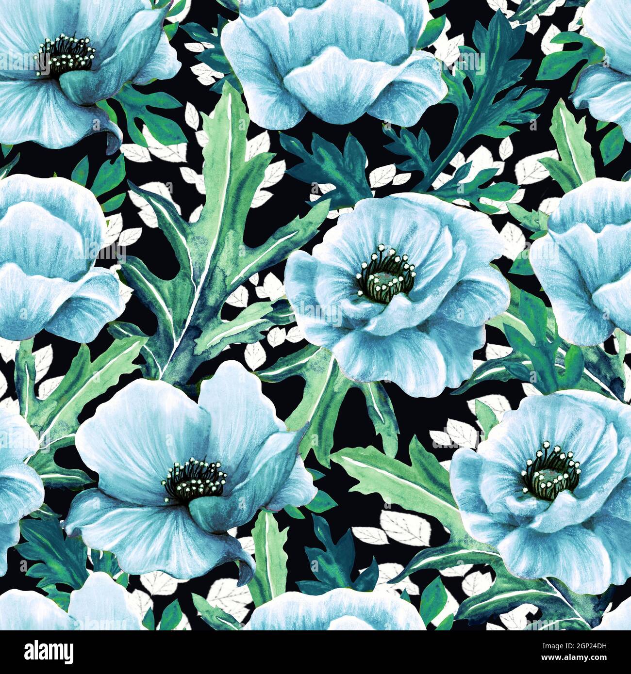 Poppy flowers watercolor seamless pattern Stock Photo - Alamy