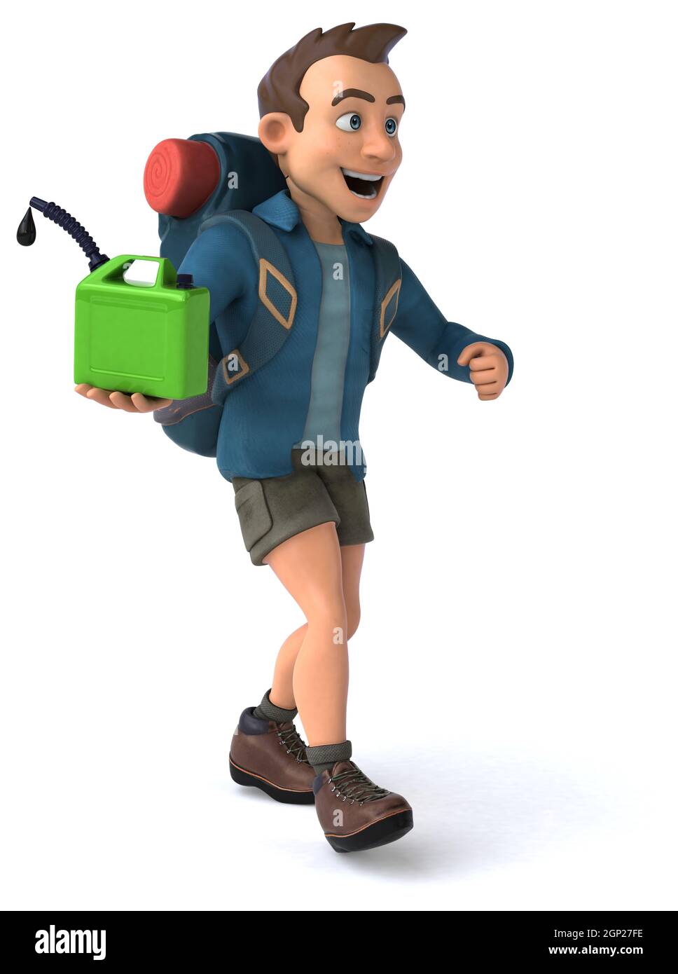 Fun illustration of a 3D cartoon backpacker Stock Photo - Alamy