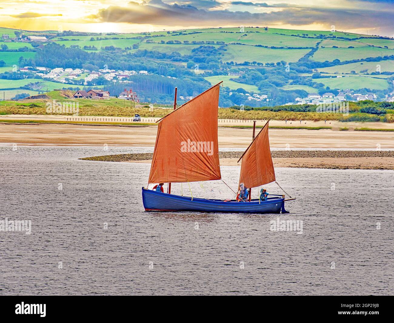 Gaff Rigged Yacht in Aberdovey Stock Photo