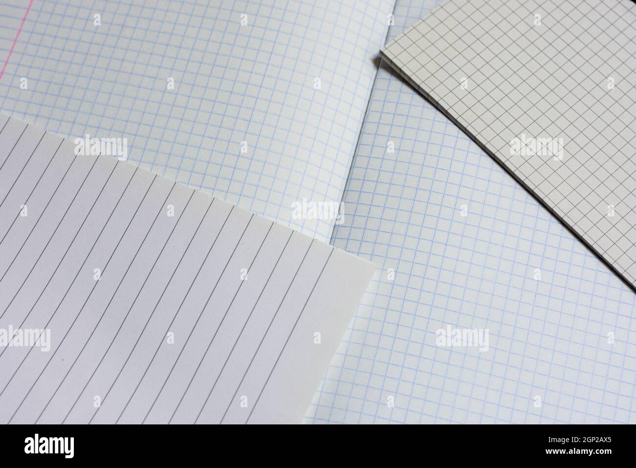 Opened notebooks in a cage and a line close-up Stock Photo
