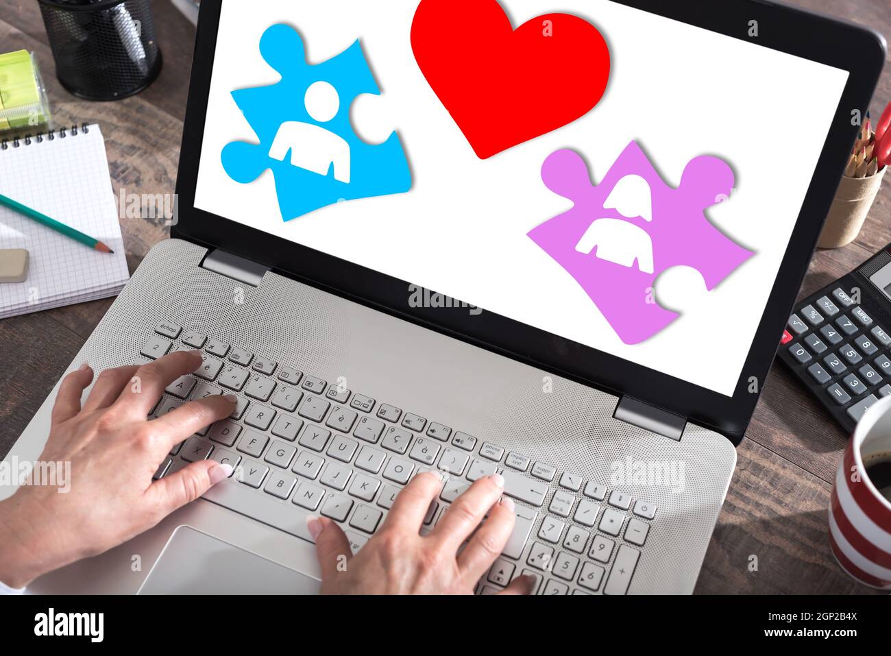 Love concept shown on a laptop screen Stock Photo