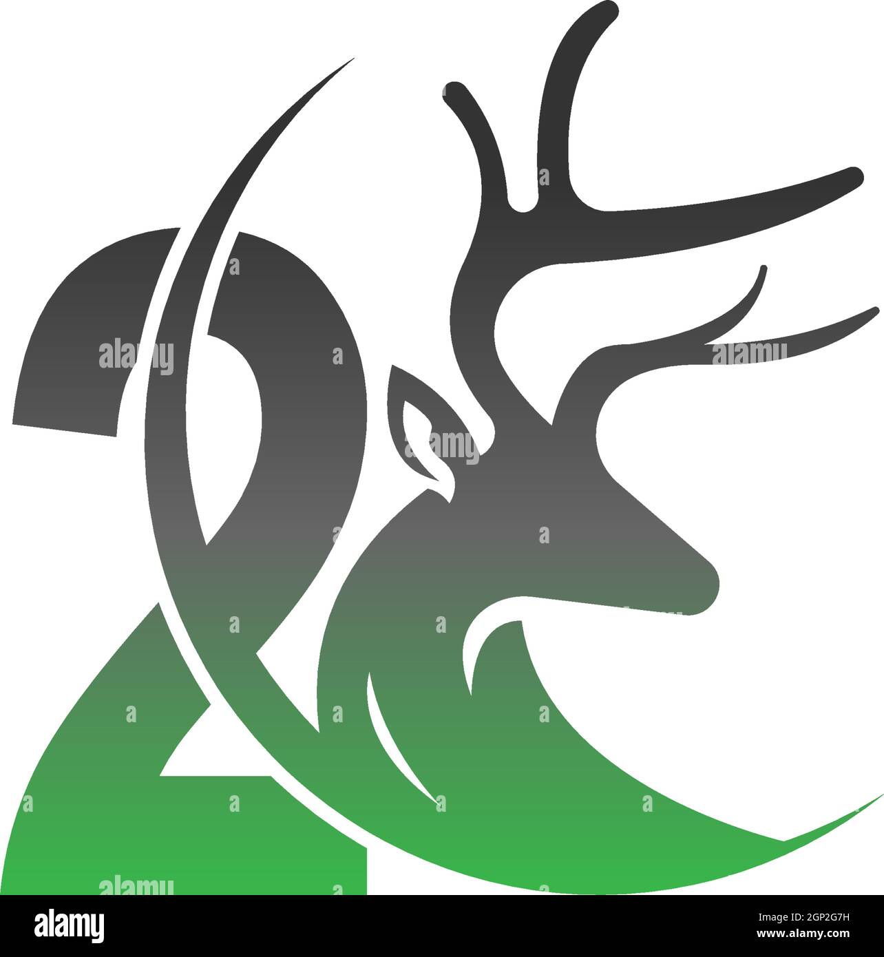 Number 2 icon logo with deer illustration design Stock Vector