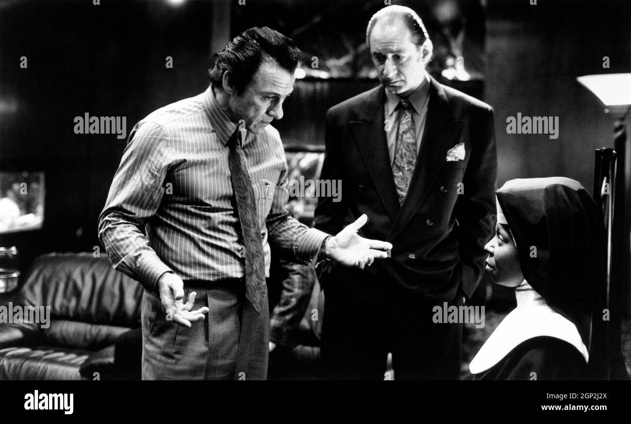 SISTER ACT, from left Harvey Keitel, Richard Portnow, Whoopi Goldberg