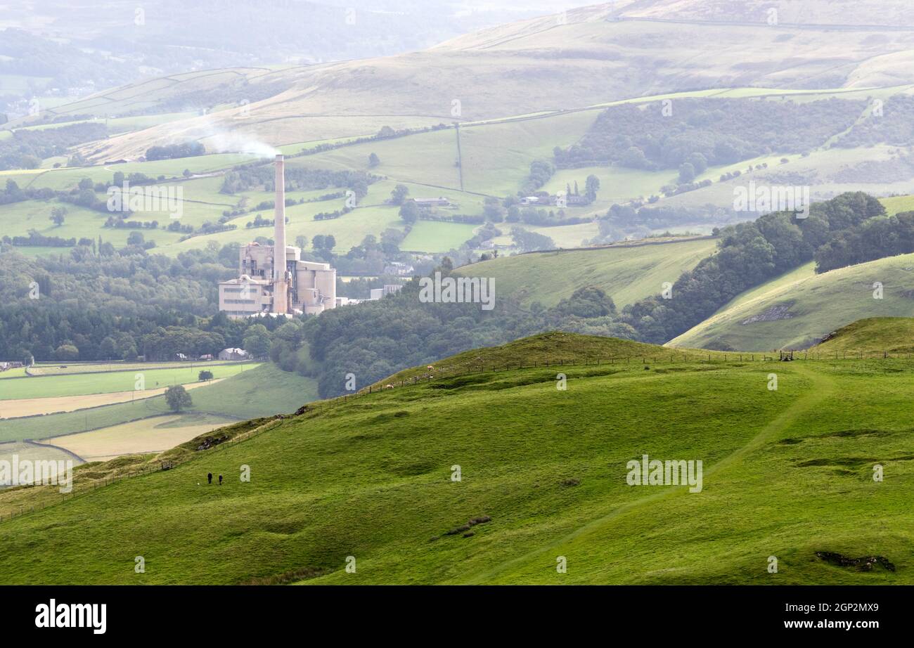 Hope Valley and Hope Cement Works as seen from Mam Tor, Peak District