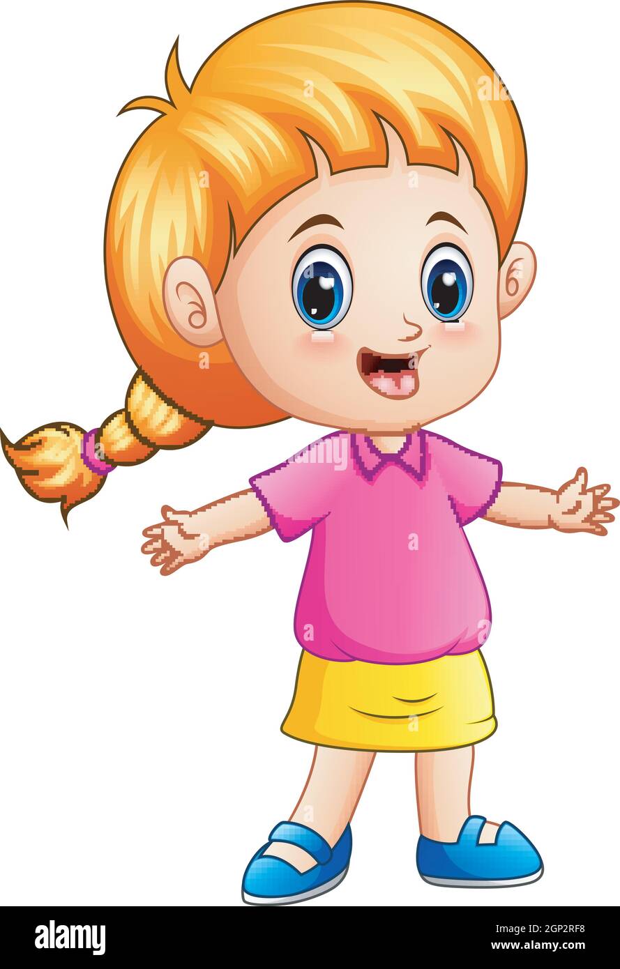 Little girl cartoon with blond hair Stock Vector