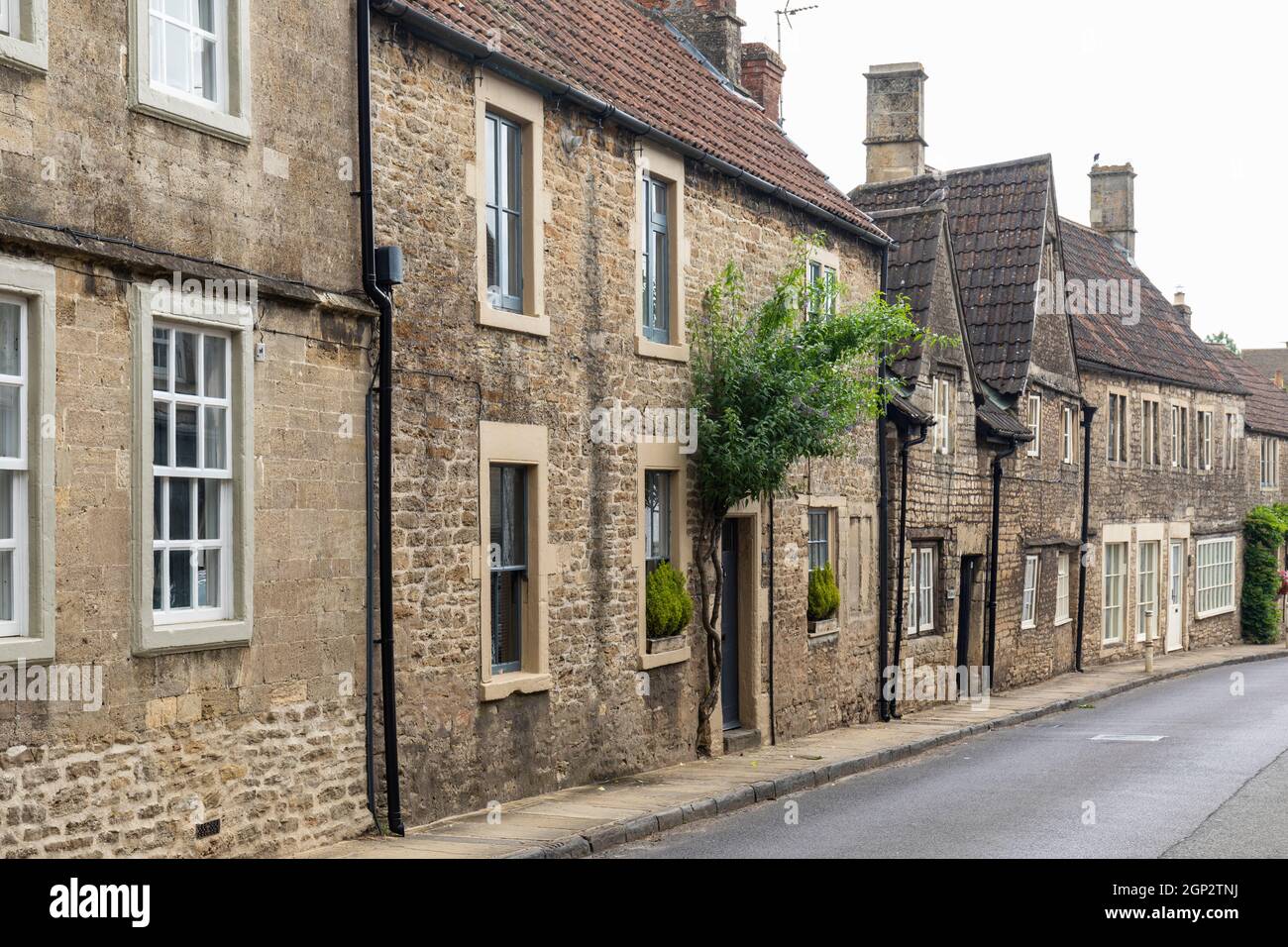 Old tradition terrace stone cottages in the Somerset village of Norton