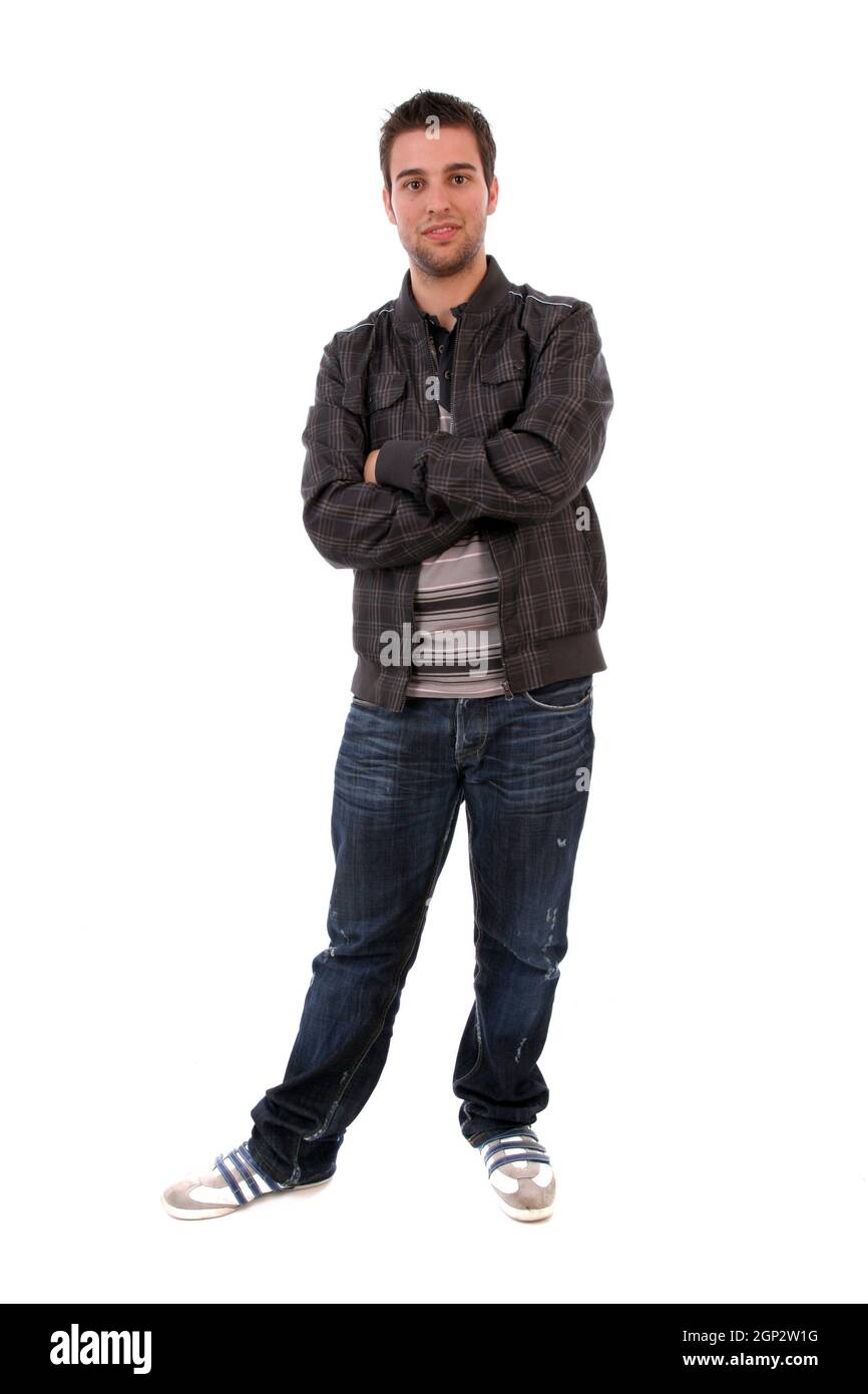 Young Casual Man posing, isolated in white background Stock Photo - Alamy
