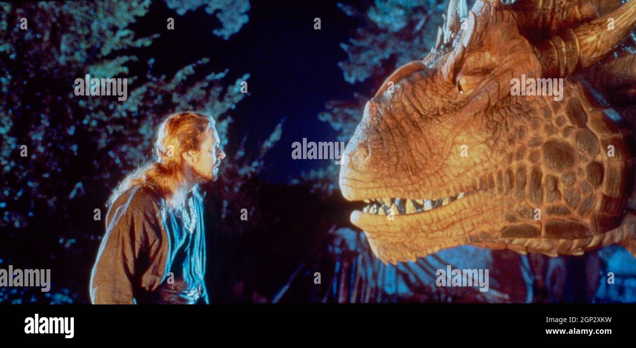 DRAGONHEART, from left Dennis Quaid, Draco (voice Sean Connery), 1996