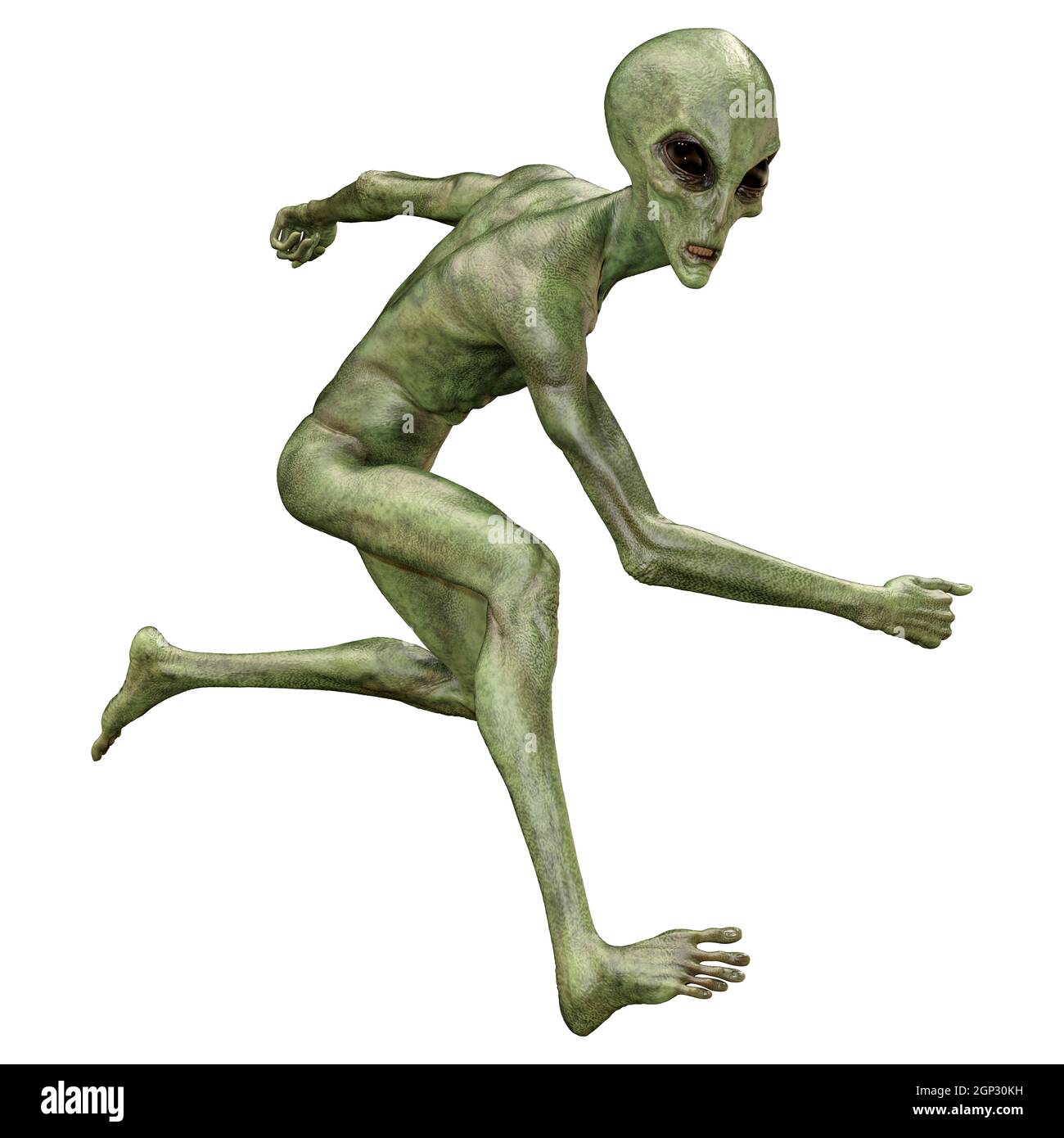 3D rendering of a green alien isolated on white background Stock Photo ...