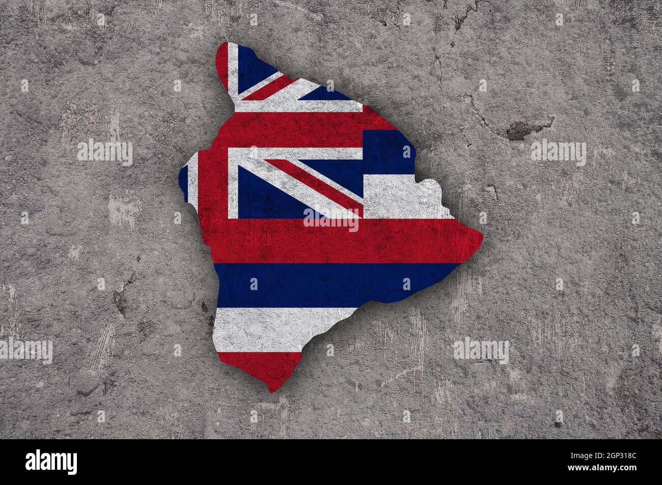 Map and flag of Hawaii on weathered concrete Stock Photo - Alamy