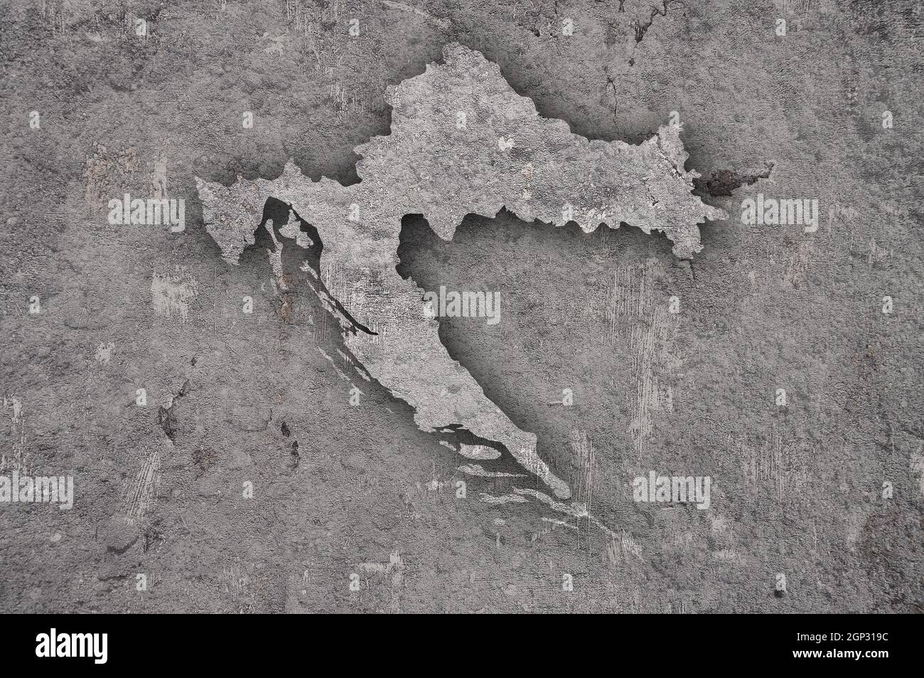 Map of Croatia on weathered concrete Stock Photo - Alamy
