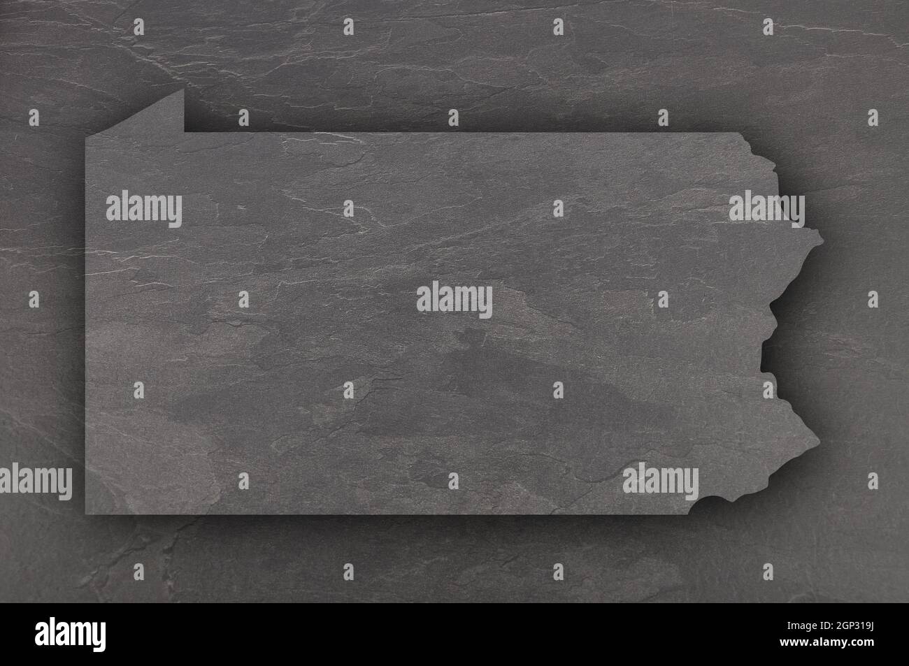 Map of Pennsylvania on dark slate Stock Photo Alamy
