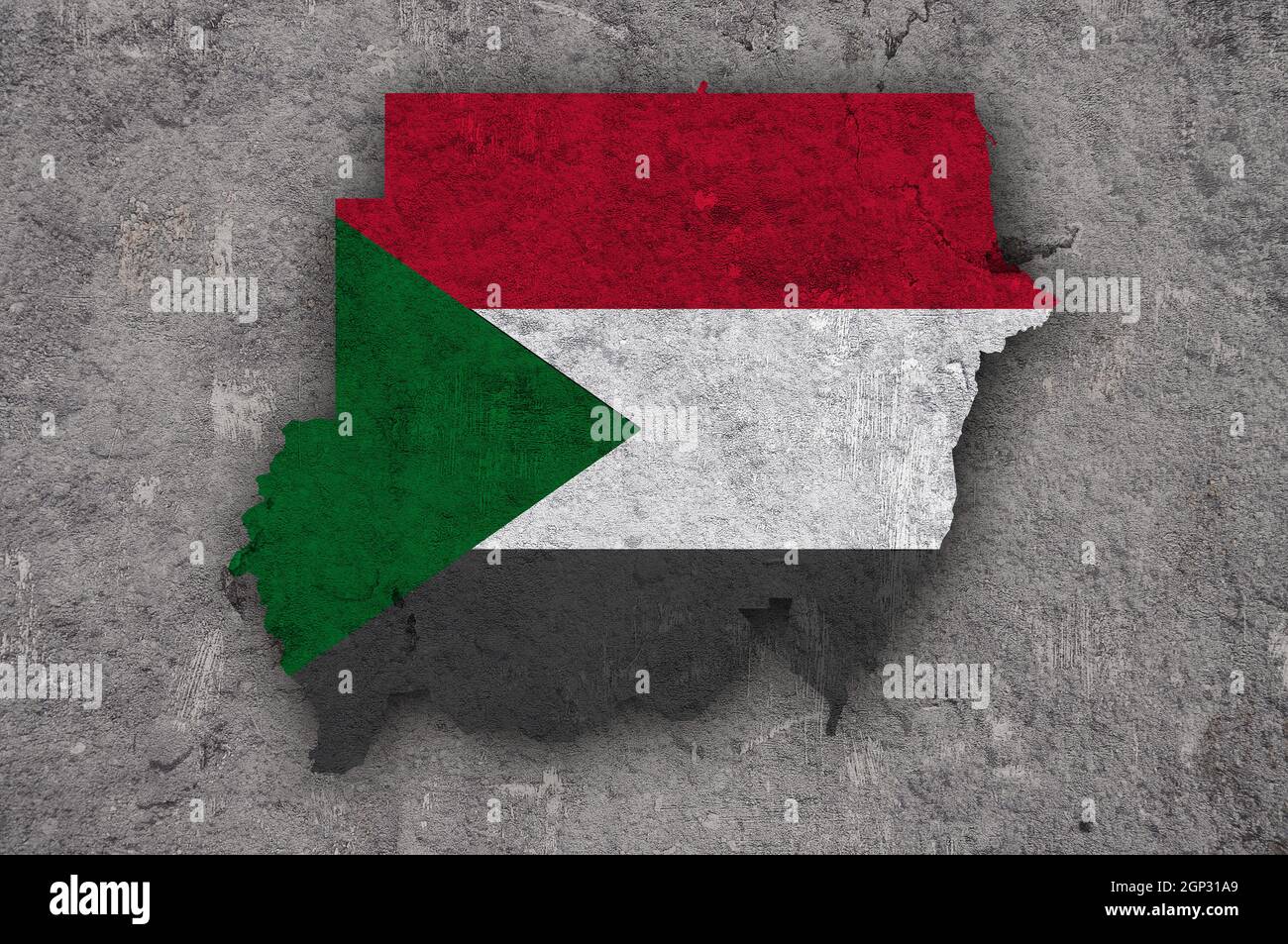 Map and flag of Sudan on weathered concrete Stock Photo - Alamy