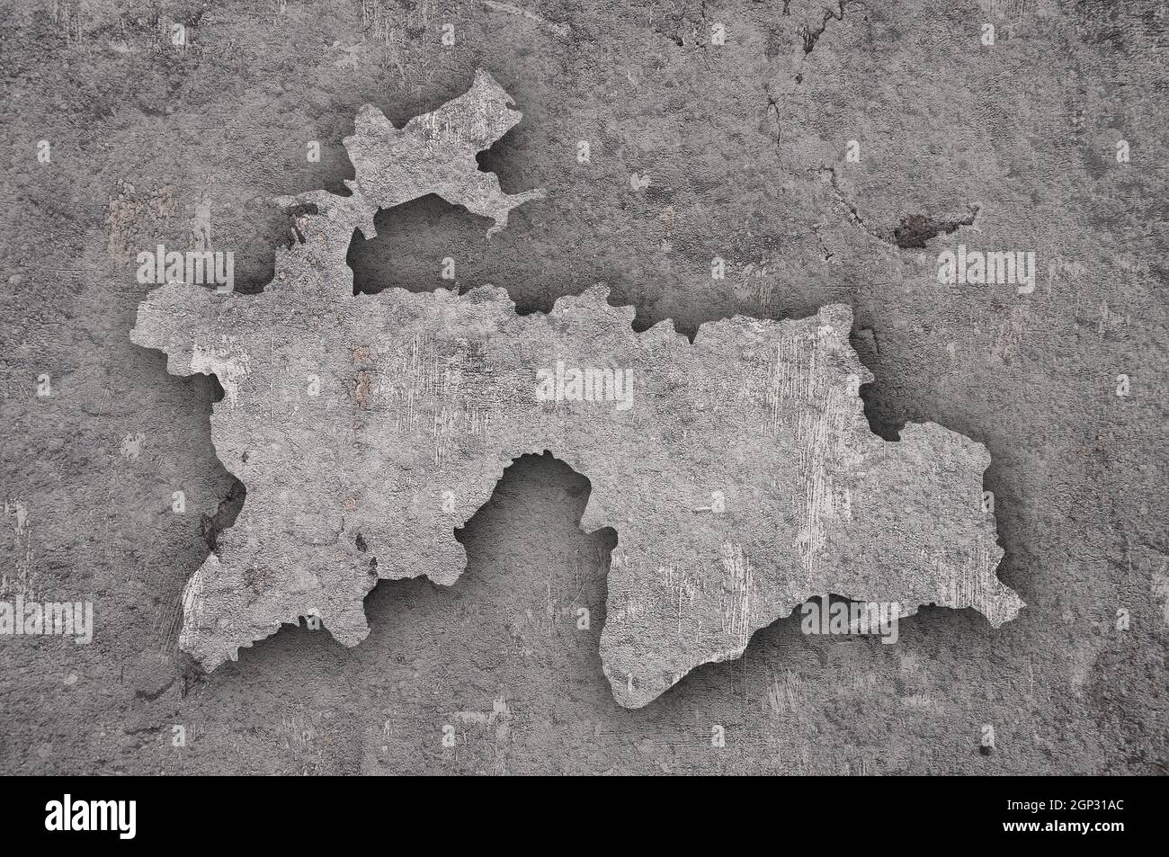 Map of Tajikistan on weathered concrete Stock Photo - Alamy