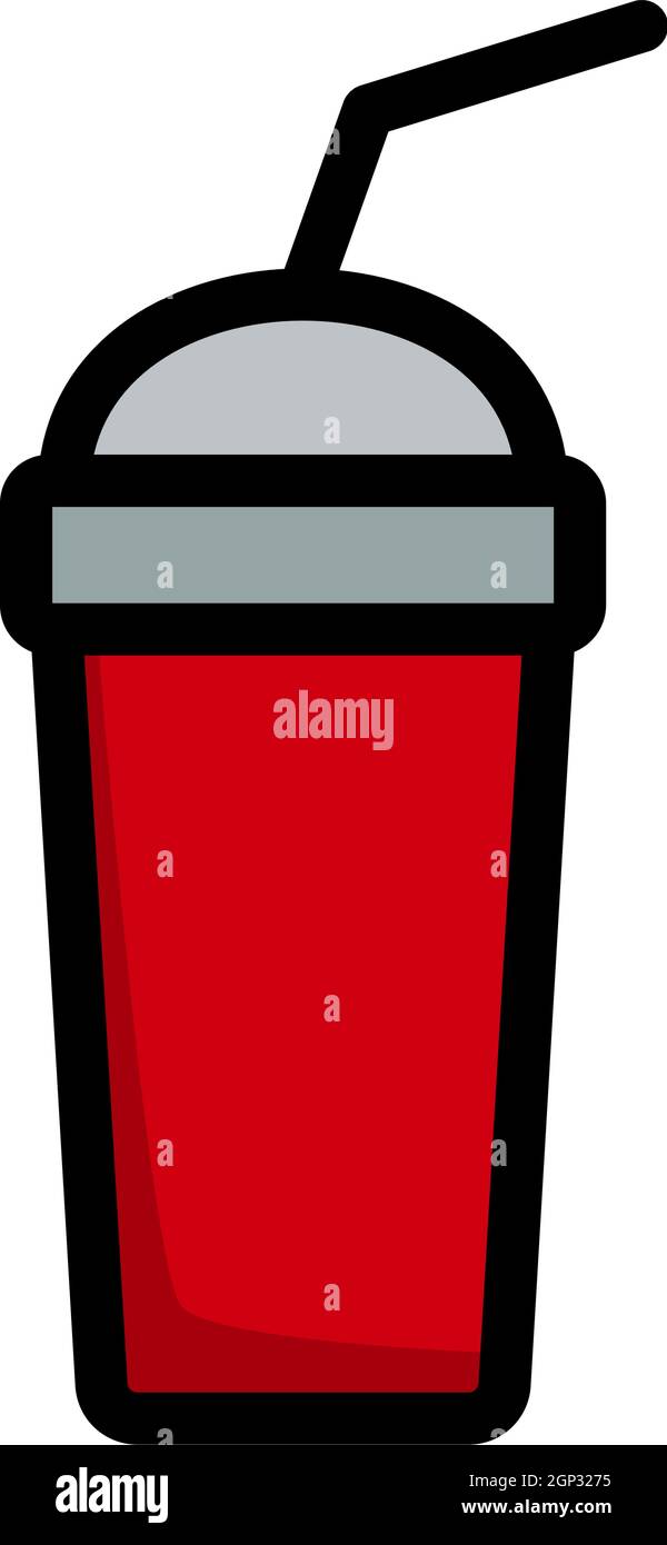 Disposable Soda Cup And Flexible Stick Icon Stock Vector