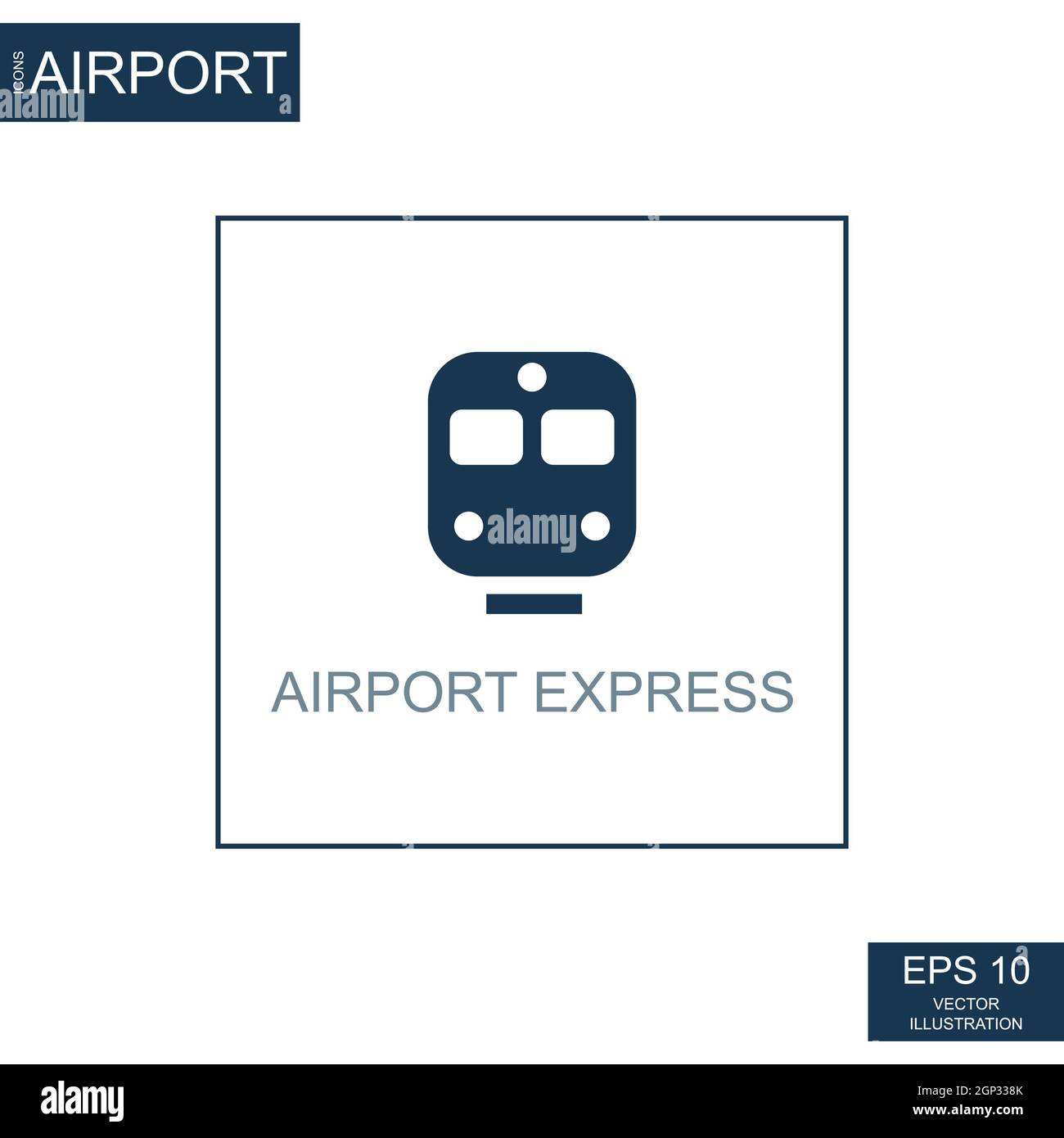 Abstract icon express train on airport theme - Vector illustration Stock Photo