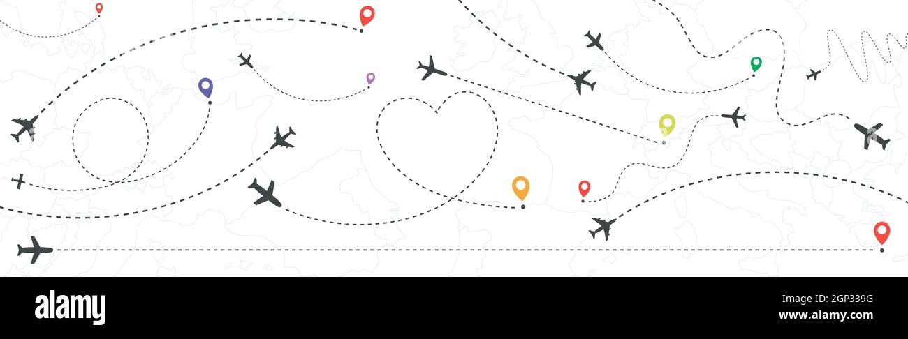 illustration of airline route on world map Stock Photo - Alamy