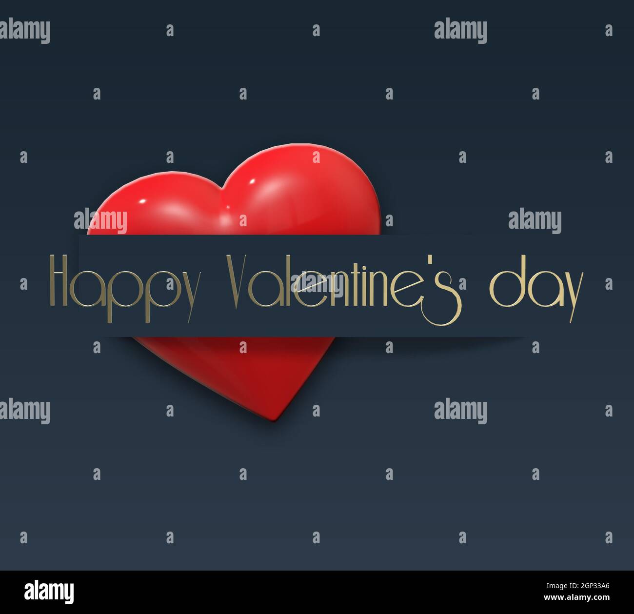Love card for Valentine's day with red heart in paper strip on blue ...