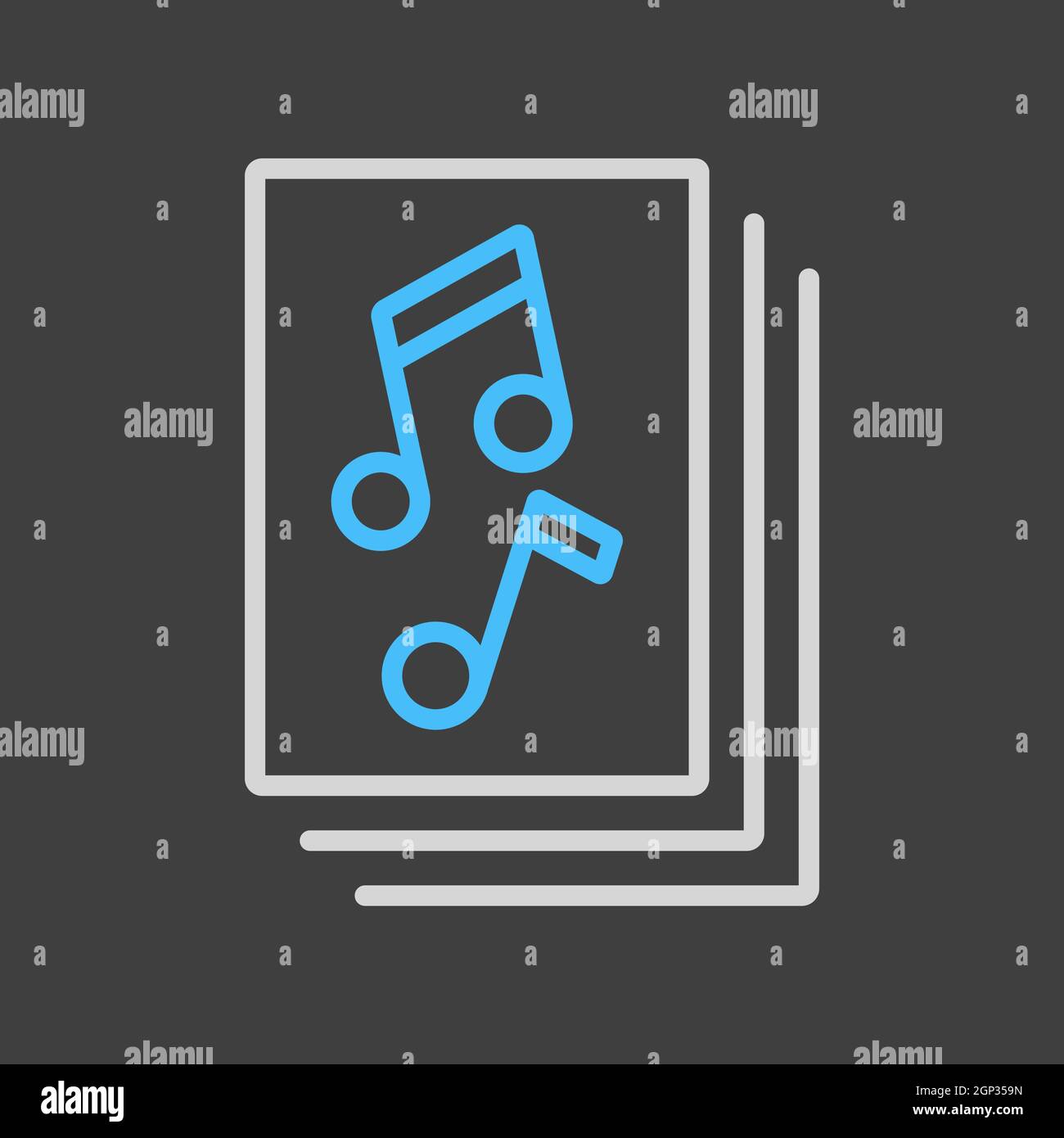 Music book with musical notes vector icon on dark background Stock Vector
