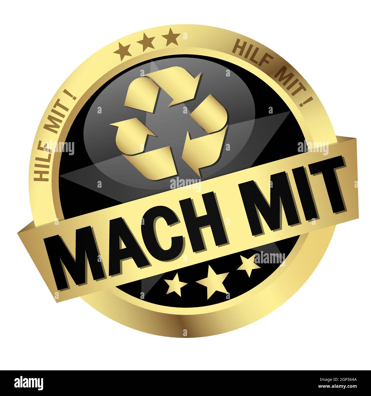 Button with Banner take part (in german) Stock Vector