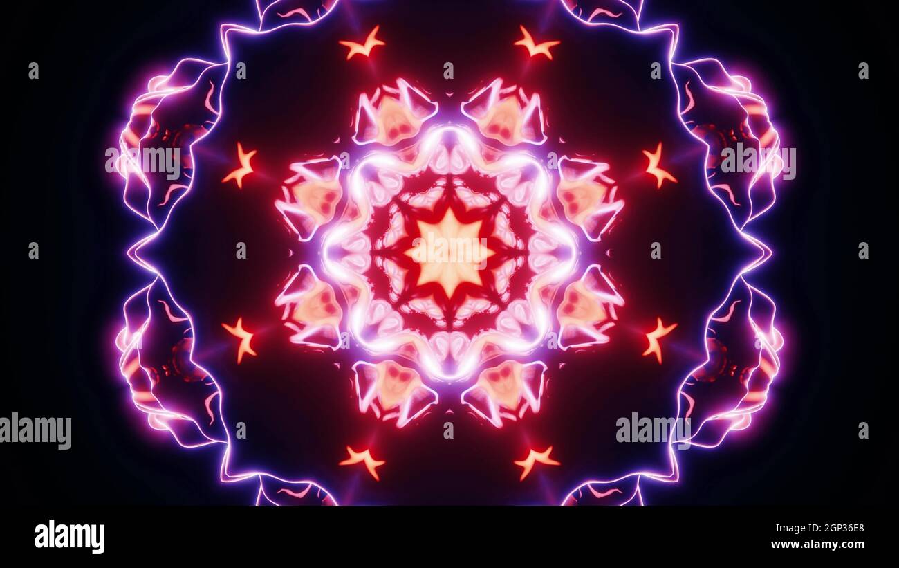 Bright neon kaleidoscope ornament 4K UHD 3d illustration Stock Photo ...