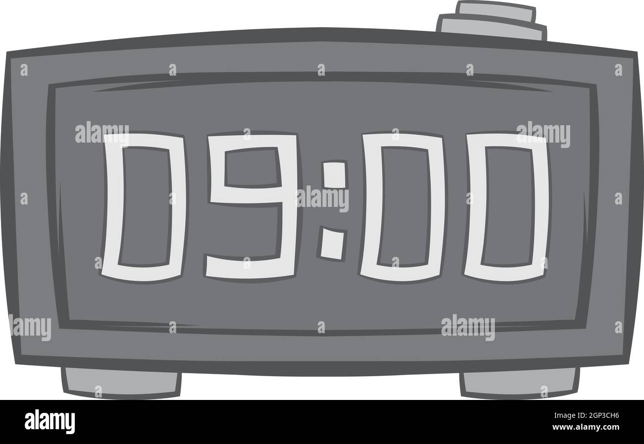 Digital alarm clock icon, black monochrome style Stock Vector