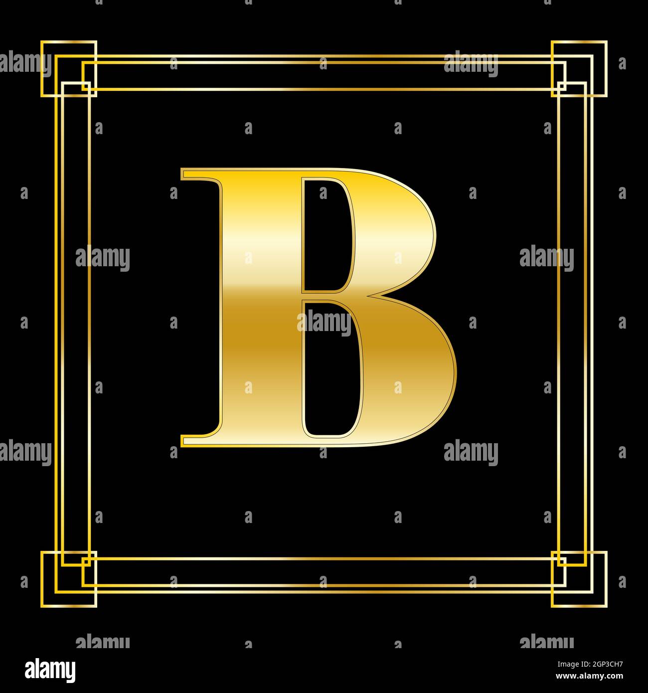 Letter B Logo Design With Square Ornament Stock Vector