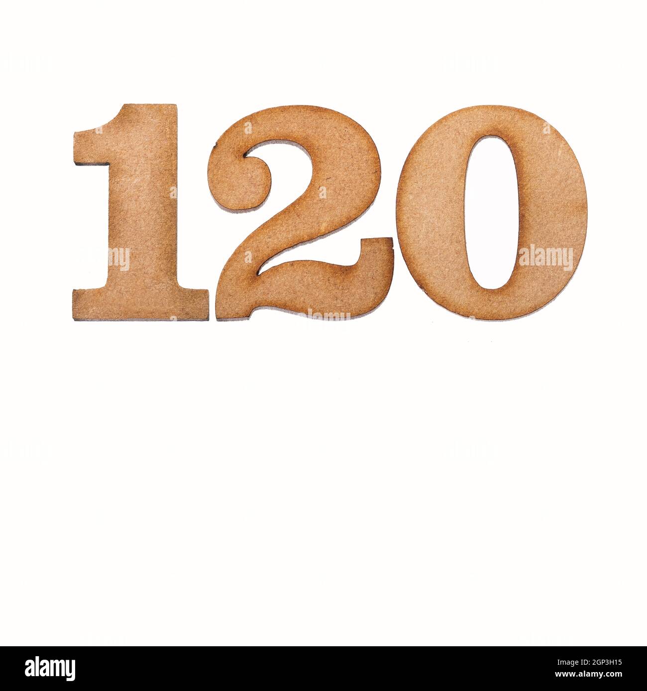 Number 120 in wood, isolated on white background Stock Photo - Alamy
